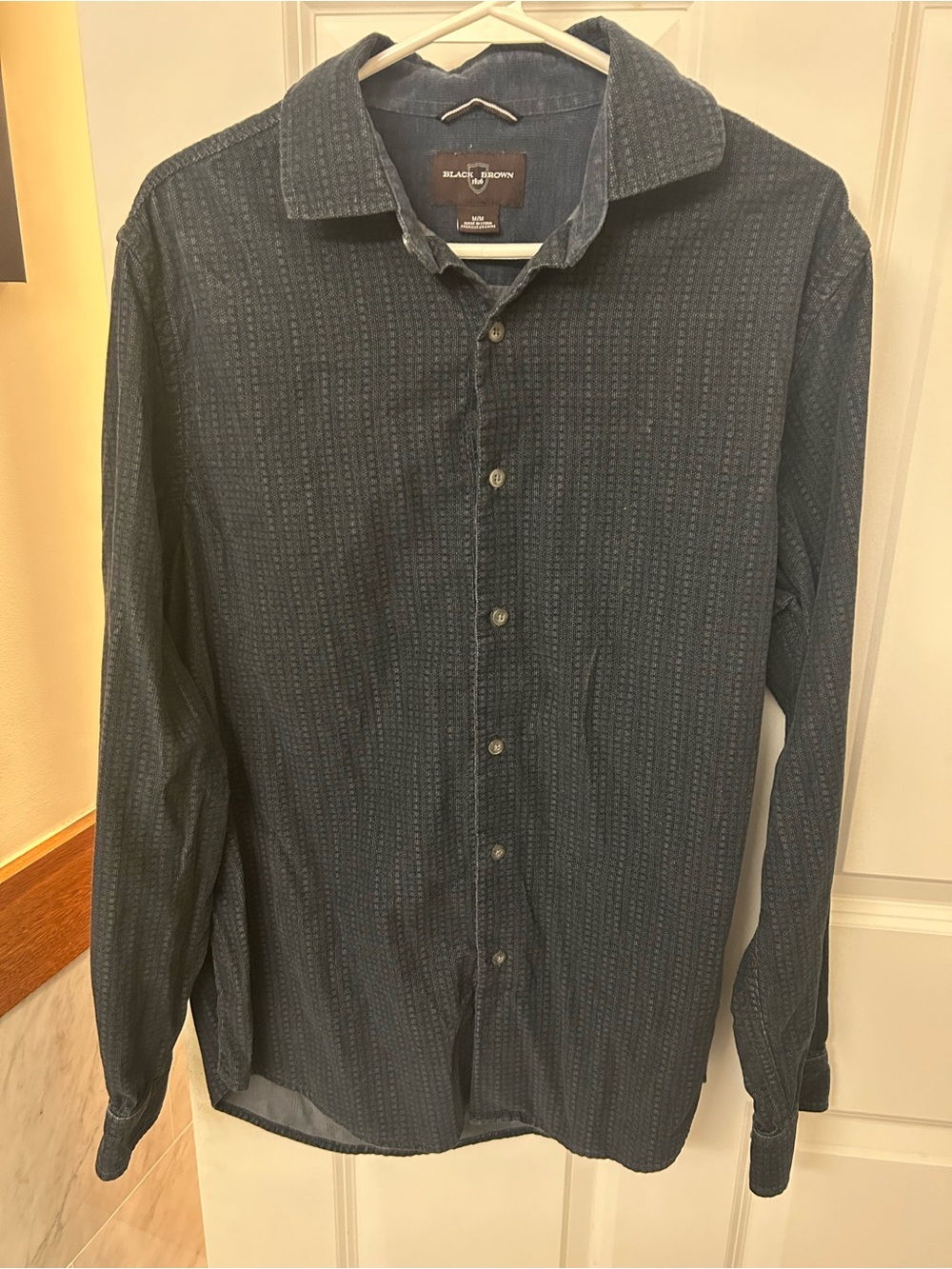 Black Brown 1826 Men's Textured Navy Button-Down Shirt
